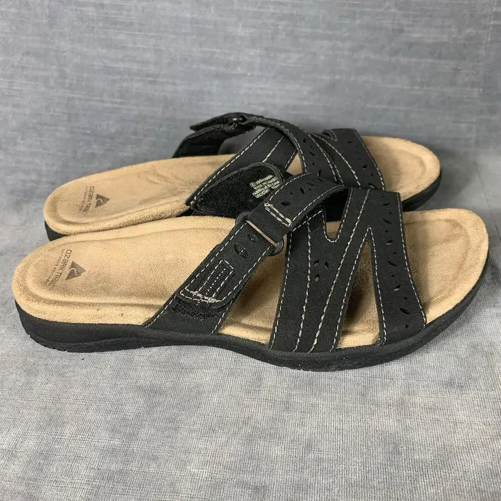 Ozark Trail Womens Size 8 Savannah Black Sandals Slides - Picture 2 of 8